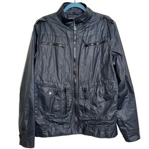 Kane & Unke Black Waxed Cotton Moto Style Jacket, Size L